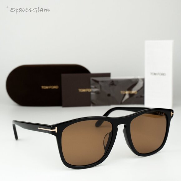Tom Ford Men Sunglasses Black Amber Brown Square FT0930 01E BRAND NEW - Picture 1 of 10